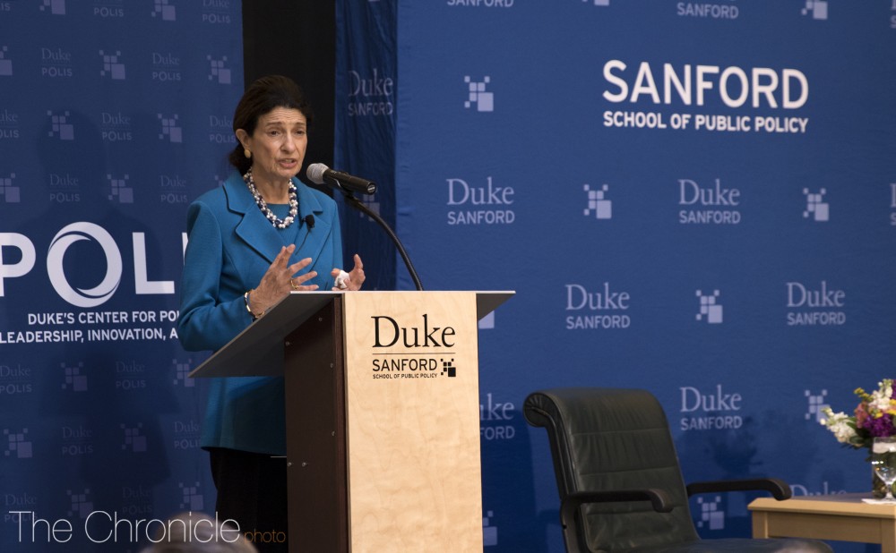 <p><strong>Olympia Snowe shares insights into bipartisanship at Duke Sanford School of Public Policy</strong></p>